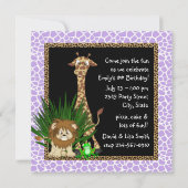 ガールズジャングルサファリバースデーパーティ招待状 招待状 (裏面)