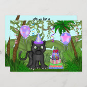 ガールズジャングルパンサー誕生日パーティーへの招待 招待状 (正面/裏面)