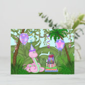 ガールズジャングルピンクスネークバースデーパーティーへの招待 招待状 (スタンド正面)