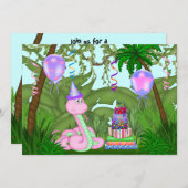 ガールズジャングルピンクスネークバースデーパーティーへの招待 招待状 (正面/裏面)