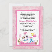 ガールズジャンピングオンベッドスリーポバースランバーパーティー 招待状 (正面)