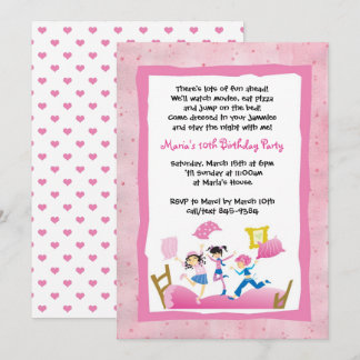 ガールズジャンピングオンベッドスリーポバースランバーパーティー 招待状