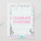 ガールズジョイント/ツインズ冬をテーマにした誕生日 招待状 (裏面)