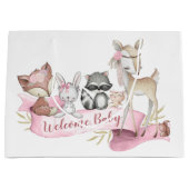 ガールズスイートウッドランド動物ベビーガール ラージペーパーバッグ (正面)