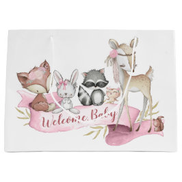 ガールズスイートウッドランド動物ベビーガール ラージペーパーバッグ