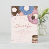 ガールズスイートドーナッツパステル誕生日 サンキューカード (スタンド正面)
