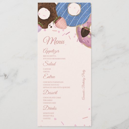 ガールズスイートドーナッツパステル誕生日 メニュー (正面)
