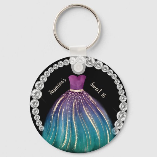 ガールズスイート16ドグラデーションレスとラインストーン キーホルダー (正面)