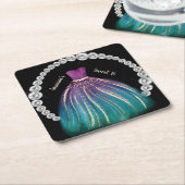 ガールズスイート16ドグラデーションレスとラインストーン スクエアペーパーコースター (アングル)