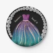 ガールズスイート16ドグラデーションレスとラインストーン ペーパープレート (正面)