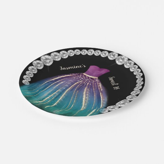 ガールズスイート16ドグラデーションレスとラインストーン ペーパープレート (アングル)