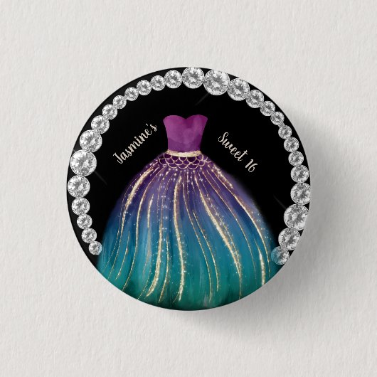 ガールズスイート16ドグラデーションレスとラインストーン 缶バッジ (正面)