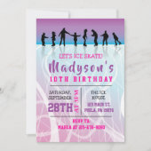 ガールズスケートアイススケートで滑る誕生日パーティーの招待 招待状 (正面)