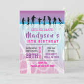 ガールズスケートアイススケートで滑る誕生日パーティーの招待 招待状 (スタンド正面)