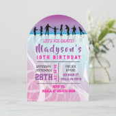 ガールズスケートアイススケートで滑る誕生日パーティーの招待 招待状 (スタンド正面)