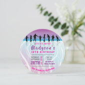 ガールズスケートアイススケートで滑る誕生日パーティーの招待 招待状 (スタンド正面)