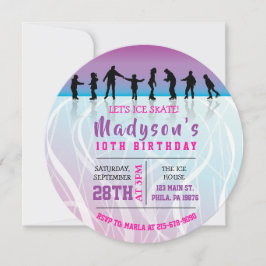 ガールズスケートアイススケートで滑る誕生日パーティーの招待 招待状