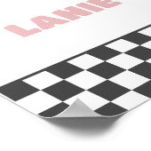 ガールズスケー市松模様にボードグルーヴィーヒッピー誕生日 ポスター (角)