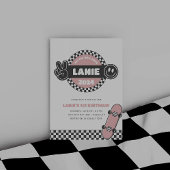 ガールズスケー市松模様にボードグルーヴィーヒッピー誕生日 招待状