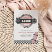 ガールズスケー市松模様にボードグルーヴィーヒッピー誕生日 招待状