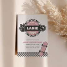 ガールズスケー市松模様にボードグルーヴィーヒッピー誕生日