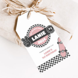 ガールズスケー市松模様にボードグルーヴィー素晴らしい誕生日 ギフトタグ