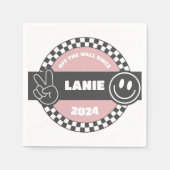 ガールズスケー市松模様にボードグルーヴィー素晴らしい誕生日 スタンダードカクテルナプキン (正面)