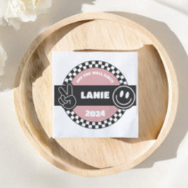 ガールズスケー市松模様にボードグルーヴィー素晴らしい誕生日 スタンダードカクテルナプキン