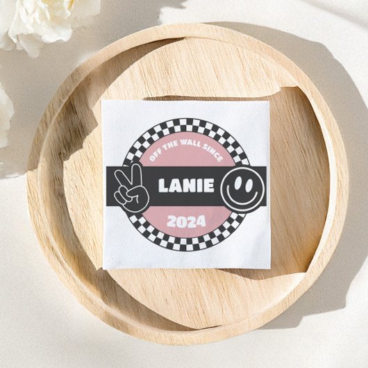 ガールズスケー市松模様にボードグルーヴィー素晴らしい誕生日 スタンダードカクテルナプキン