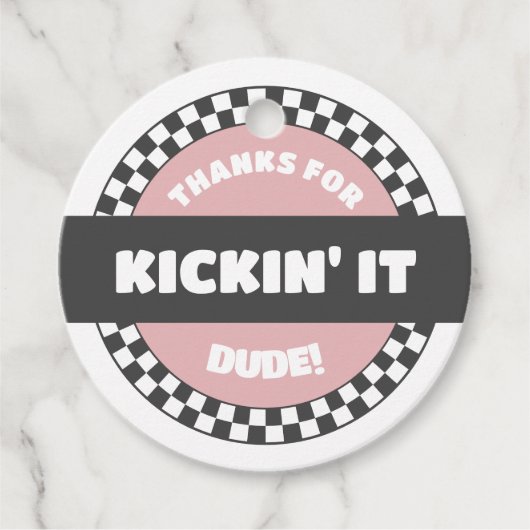 ガールズスケー市松模様にボードグルーヴィー素晴らしい誕生日 フェイバータグ (正面)