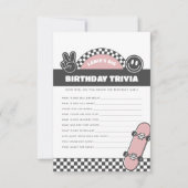 ガールズスケー市松模様にボードグルーヴィー誕生日トリビア ノートカード (正面)