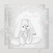ガールズスノーフレーク冬ワンダーランドベビーシャワー 招待状 (正面/裏面)