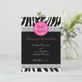 ガールズスパーきらきら光るクルゼブラプリントパーティの招待状 招待状 (スタンド正面)