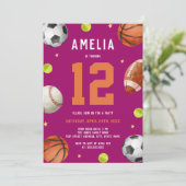 ガールズスポーツテーマ誕生日パーティー 招待状 (スタンド正面)