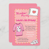 ガールズスランバーバースデーパーティースリーポバーパジャマ 招待状 (正面/裏面)