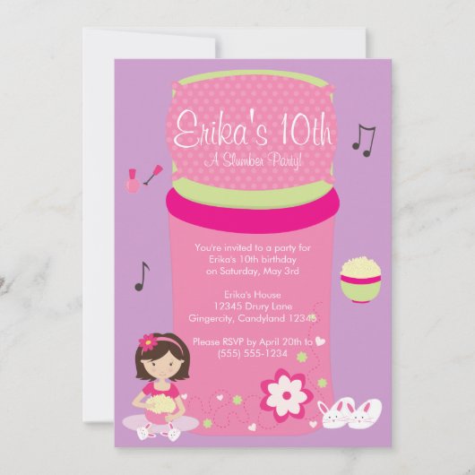 ガールズスランバーパーティの招待状 招待状 (正面)