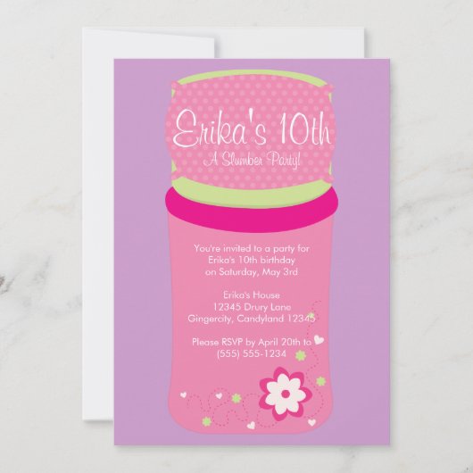ガールズスランバーパーティの招待状 招待状 (正面)