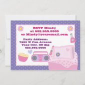 ガールズスランバーパーティースリーパーパジャマ招待状 招待状 (裏面)