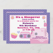 ガールズスランバーパーティースリーパーパジャマ招待状 招待状 (正面/裏面)