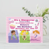 ガールズスランバーパーティースリーパーパジャマ招待状 招待状 (スタンド正面)