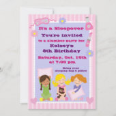 ガールズスランバーパーティースリーパーパジャマ招待状 招待状 (正面)