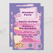 ガールズスランバーパーティースリーパーパジャマ招待状 招待状 (正面/裏面)