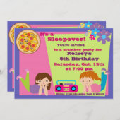 ガールズスランバーパーティースリーパーパジャマ招待状 招待状 (正面/裏面)