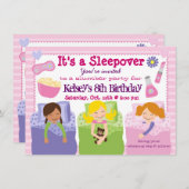 ガールズスランバーパーティースリーポバーパジャマ招待状 招待状 (正面/裏面)