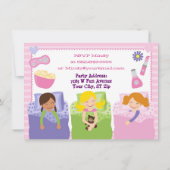ガールズスランバーパーティースリーポバーパジャマ招待状 招待状 (裏面)