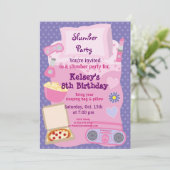 ガールズスランバーパーティースリーポバーパジャマ招待状 招待状 (スタンド正面)