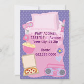 ガールズスランバーパーティースリーポバーパジャマ招待状 招待状 (裏面)