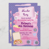 ガールズスランバーパーティースリーポバーパジャマ招待状 招待状 (正面/裏面)