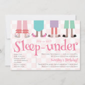 ガールズスランバーパーティー誕生日スリープダウン 招待状 (正面)