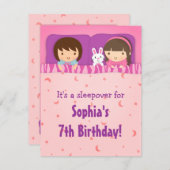 ガールズスリーパースランバーバースデーパーティ招待状 招待状 (正面/裏面)